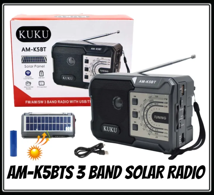 Rechargeable Solar AM/FM Bluetooth Radio with USB/SD/TF MP3 Player ...