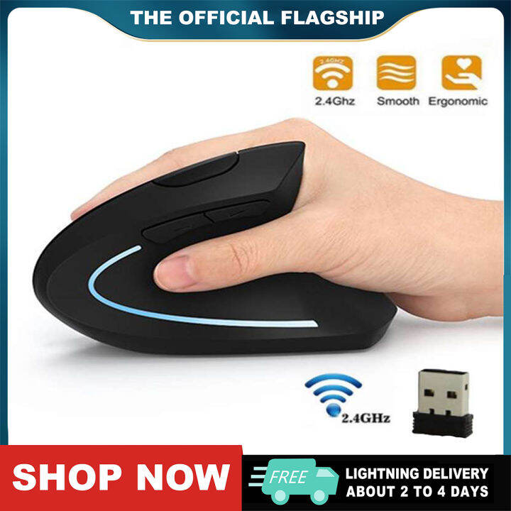 2.4G Wireless Vertical Ergonomic Optical Mouse Adjustable DPI High ...