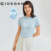 Giordano, ผู้หญิง เย็นปักถักร้อยแขนสั้นโปโล Free Shipping 05312387