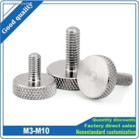 ☏✓● 1/5pc M3 M4 M5 M6 M8 M10 GB835 304 A2-70 Stainless Steel Knurl Flat Head Hand Tighten Curtain Wall Glass Thumb Screw Bolt DIN653