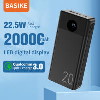 Basike พาวเวอร์แบงค์ Power Bank เพาเวอร์แบงค์ พาวเวอแบงค์ 20000mah แบตสำรองชาร์จเร็ว QC 3.0 PD 22.5W Fast Quick Charger พาเวอร์แบงค์ PowerBank Type C for iPhone Huawei Samsung