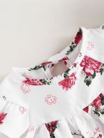 Newborn Toddler Baby Girls Summer Outfit Sets Short Sleeve Round Neck Floral Tops Match with Solid Color Shorts (Red 1-2 Years)  by Hs2023