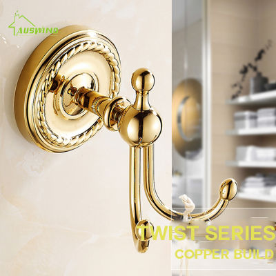 Europe Antique Gold Bathroom Accessories Set Solid Brass Hardware Round Base Polished Bathroom Sets