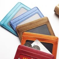 1Pc Transparent Card Holder Id Holder Men Women Simple Travel Lichee Leather Bank Business Id Card Wallet Case Slim Coin Purse Card Holders