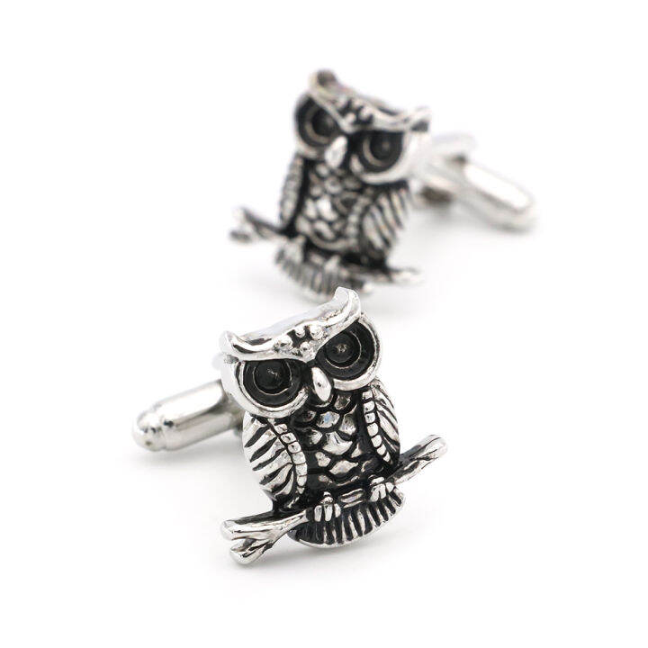 vintage-design-owl-cufflinks-สำหรับผู้ชายคุณภาพวัสดุทองแดงสีดำ-cuff-links-ขายส่งและขายปลีก-yrrey