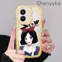 เคส Chenyyka สำหรับ VIVO Y22 Y22s ลายเด็กผู้หญิงหิมะสีขาวสวยขอบเนื้อครีมเคสมือถือกันกระแทกแบบใสนิ่มโปร่งใสลายกล้องถ่ายรูปความคิดสร้างสรรค์เคสซิลิกาเจลฝาครอบป้องกัน