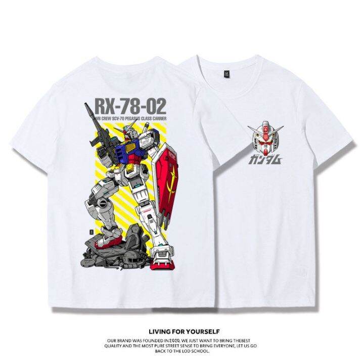 เสื้อยืดผู้ชาย-gundam-เสื้อยืด-mobile-suit-joint-rx78-2-อะนิเมะอุปกรณ์ต่อพ่วงครึ่งแขนเกาหลีรุ่นหลวมผ้าฝ้ายแบรนด์แขนสั้นผ