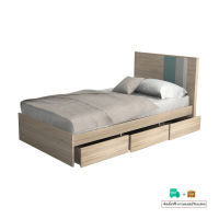 Inhome Furniture เตียง 3.5 ฟุต W116xD208xH100 สีโซลิดโอ๊ค-ฟ้า-ขาว-เทา รุ่น Stuttgart BE-1134-S-B-W-G