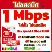 ✅โปรเทพ 1 mbps ไม่อั้นไม่ลดสปีด Max speed 4 mbps  มีโทรฟรีทุกเครือข่ายโบนัส2000+200นาที แถมฟรีเข็มจิ้มซิม✅