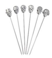 Skull Food Picks Skull Cocktail Picks Martini Picks Stainless Steel Reusable Olive Picks Garnish Skewer Silver Fruit Toothpicks