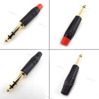 2 Pole Mono / 3 Pole Stereo Jack 6.35mm Connector 6.5MM 1/4 Inch Plug Audio Microphone Cable Connector Gold-Plated D1AG