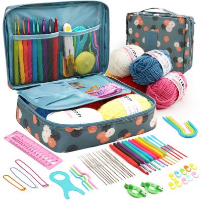 Beginner Crochet Hook Kits with 5 Group Wool Crochet Hooks Needles DIY Sewing Accessories Storage Bag for Sewing Weave Tool