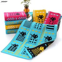 ❉ 3-Layer Baby Cotton Gauze Bath Towels 32-Strand Jacquard Cartoon Poker Cat Quick Drying Absorbent SPA Beach Washcloths Blanket