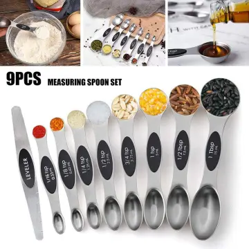 Magnetic Measuring Spoons Set Stainless Steel with Leveler-9pcs Multicolors Measuring Cups Set for Baking, Measuring Cups and Spoon Set Kitchen