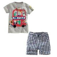 [COD] New Boys Cartoon Car Pattern Short Sleeve Shorts Two-Piece Set