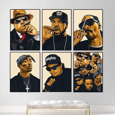 นักร้องที่มีชื่อเสียงโปสเตอร์ภาพวาดผ้าใบ Biggie Smalls Wall Art Hip Hop Rapper ภาพวาดสำหรับตกแต่งบ้าน