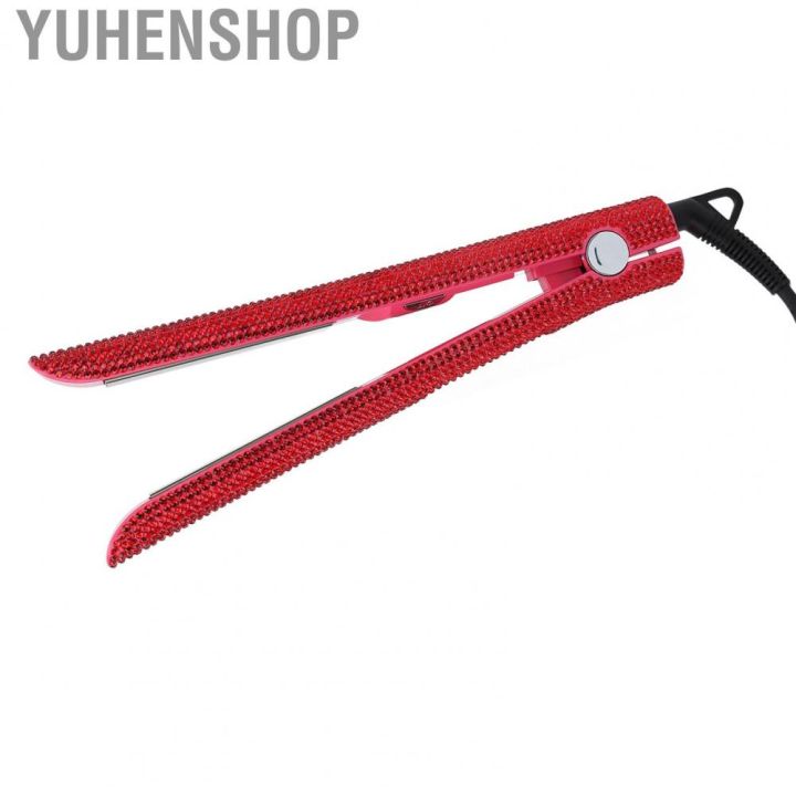 yuhenshop-rhinestone-flat-iron-safe-quick-heat-hair-curling-adjustable-energy-saving-red-straightener-for-men-business-trip-fx