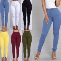 【CW】 Waist Elastic Jeans for Pants Color Fashion Leggings Size Stretch Trousers