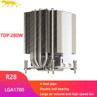 COOLSERVER R28 280W Server CPU Cooler 6 Heatpipes Workstation Server โปรเซสเซอร์หม้อน้ำ 4PIN PWM พัดลมระบายความร้อนสำหรับ Intel LGA1700-Laocher