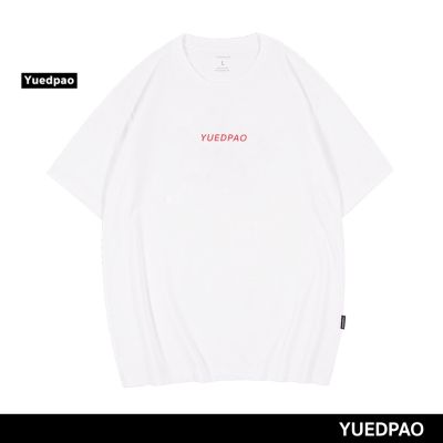 MiinShop เสื้อผู้ชาย เสื้อผ้าผู้ชายเท่ๆ Yuedpao เสื้อยืด OVERSIZE Red LOGO รับประกันไม่ย้วย 2 ปี เสื้อยืดสีพื้น OVERSIZE_สี WHITE เสื้อผู้ชายสไตร์เกาหลี