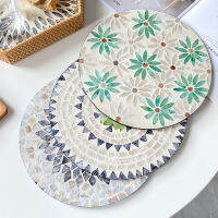 ถาดเสิร์ฟเสื่อพร้อมที่จับเปลือกทะเลจานวางซ้อนกันได้เมลามีน BPA-Free Round Food Tray Set Flower Pattern Restaurants Mats