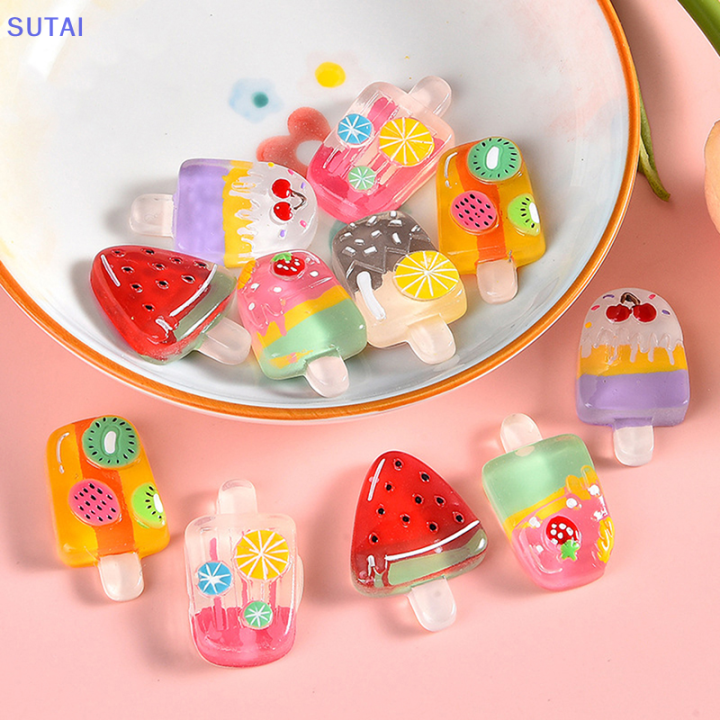 lowest-price-sutai-10ชิ้นไอติมผลไม้ขนมเล่น-diy-วัสดุเคสโทรศัพท์สติกเกอร์ติดตู้เย็น