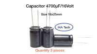 4700uf 16v คาปาซิเตอร์ 4700uF 16V Capacitor 16v4700uf ระยะขาห่าง 7.5มม (ขนาด16x25mm)