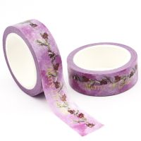 1PC 15mm*10m Merry Christmas Pruple Floral Washi Tape DIY Scrapbooking Paper Photo Album Adhesive Masking Tape stickers TV Remote Controllers