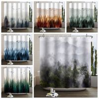 Misty Forest Shower Curtains Natural Woodland Scenery Bathroom Curtain Waterproof Anti-peeping Bathing Bathtub Screen 180x240