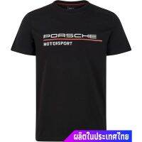ผู้ชายและผู้หญิง Porsche Motorsport Mens Black T-Shirt new รุ่นคู่