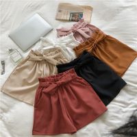 Women High Waist Casual Loose Bow Tie Wide Leg Shorts