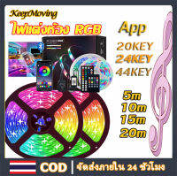 KeepMoving ไฟแต่งห้อง ไฟเเต่งห้อง ไฟติดห้อง RGB 2835 5050 5M 10M 15M 20M สำหรับตกแต่งบ้าน การซิงโครไนซ์เพลง การไล่ระดับสีที่มีสีสัน ไฟตกแต่งห้อง