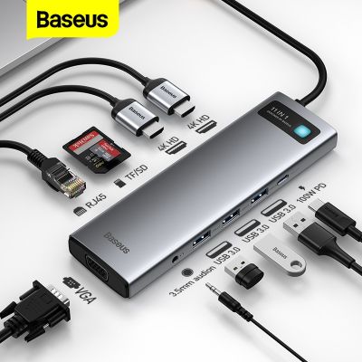 Baseus USB ฮับ USB USB C ชนิด3.0 C เป็น HDMI-เข้ากันได้กับอะแดปเตอร์ตัวอ่าน SD RJ45ฮับตัวแยก8 In 1 USB-C สำหรับโน้ตบุ๊คแมคบุ๊กโปรแอร์ Feona
