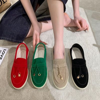 ☑ Sizes 35-43 large size womens shoes 41-42 fall one-on-one high-end Internet celebrity loafers beanie shoes for women small style