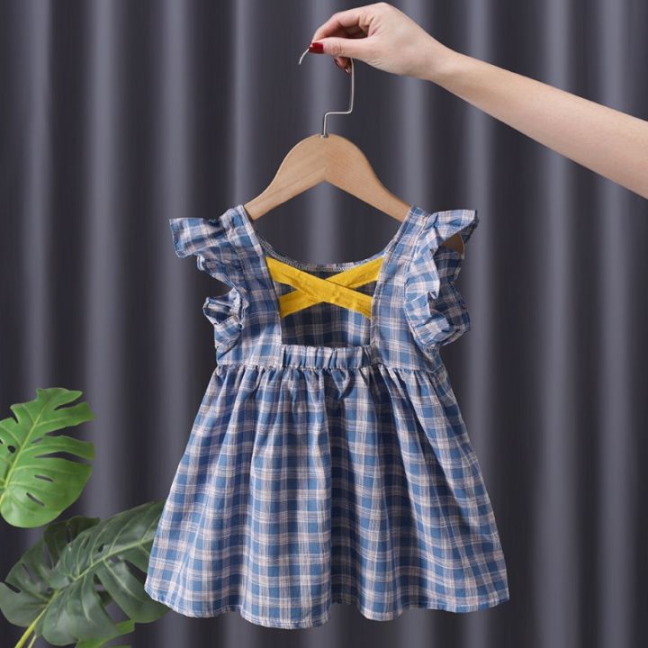 2023-summer-kids-new-products-small-and-primary-childrens-comfortable-flying-sleeve-baby-dress-girls-weet-pure-color-vest-skirt
