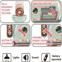 Mini Donut Candy Shop Light Music Pretend Play Educational Kitchen Set Toy for Toddlers 3 4 5 6 Years Old KidsTH