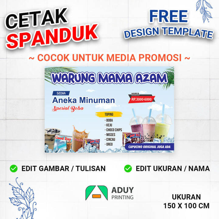 Spanduk Banner Spanduk Aneka Minuman Spesial Boba Ukuran 150x100 CM ...