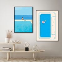 Music Pool Print Sky Pool Music Pool Women Swimming Prints Poolside Prints Pool Illustrations Feminine Holiday Posters