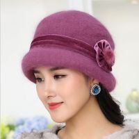 [Fine Jewelry]ฤดูหนาว WomenSkullies ขนสัตว์นุ่มผสม RabbitHat อบอุ่นถัก Beanies ถุง H Eadwear หมวก Bonnet F Emme Hiver