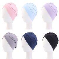 【YF】 Soild Color Womens Turban Twist Style Nylon Swimming Cap Bandanas Elastic Bonnet Soft HeadScarf Hair Accessories