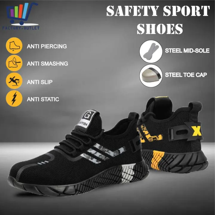 Safety Sport Shoe Anti Slip Anti Smash Protective Steel Toe Cap Boots Men Women Shoe Kasut