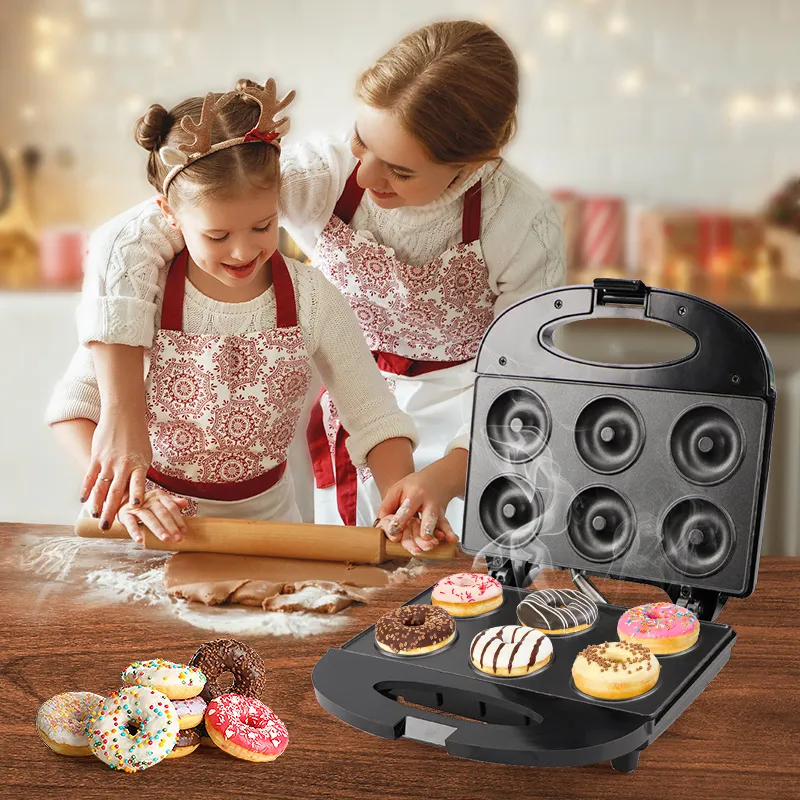 COD + Local Seller】inhdbox 6-holeElectric Mini Donut Maker Machine for Kid-Friendly  Breakfast, Snacks, Desserts & More with Non-stick Surface