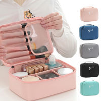 Portable Cosmetic Bag Travel Toiletries Square Woven Fabric Washing Organizer Pouch