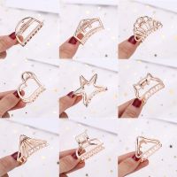 【cw】 Minimalist Metal Grab Clip Hairpin Adult Headdress Hollow Hair Claw Accessories