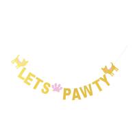 Birthday Banner Pawty Party Dog Lets Petdecorations Let Supplies Garland Sign Decor Catglitter Happy Kitten Bunting Flag Banners Streamers Confetti