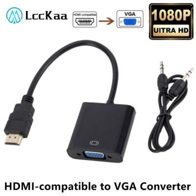 ☁✔☫ HDMI-compatible to VGA Converter Adapter with 3.5 mm Jack Audio Male To Famale Cable For PS3 XBOX PC Laptop HDTV Projector DVD