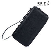 Rfid Genuine Leather Women Wallets Big Card Holder Phone Wallet Ladies Money Bag Purses Wristlet Clutch Wallets For Women