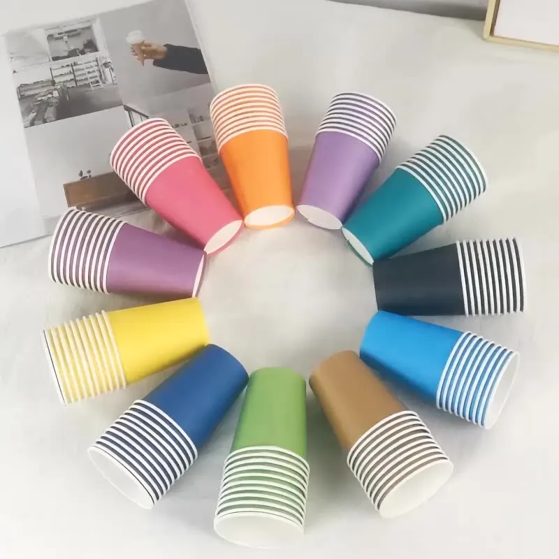 Pure Colour Party Disposable Paper Cups Juice Cup DIY Decoration Baby  Shower Kids Birthday Wedding Picnic Tableware Supply