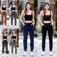 [Jogger pants] กางเกงขาจั้มผ้ายืดคอตตอน สีเรียบไม่มีกระเป๋า (เป้าซิป) J38 แนวเท่ๆ ใส่ได้ทั้งชายหญิง กางเกงขายาว กางเกงผู้หญิง ใส่สบาย