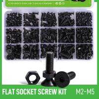 Soket sekrup datar Kit mur M2 M3 M4 M5 200/280/425/720 buah DIN7991 hitam Grade 10.9 baja Hex kepala baut perangkat cuci